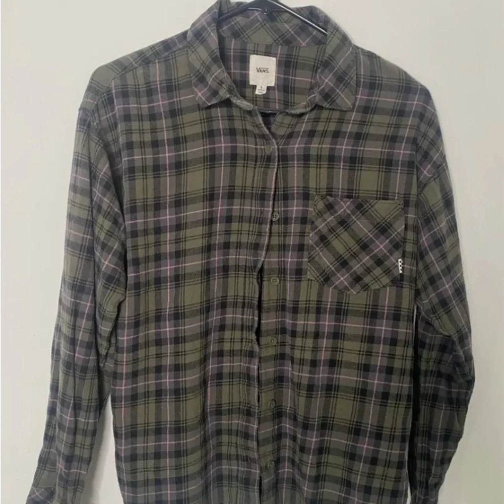 Green and pink plaid button down long sleeve shirt - Picture 3 of 3